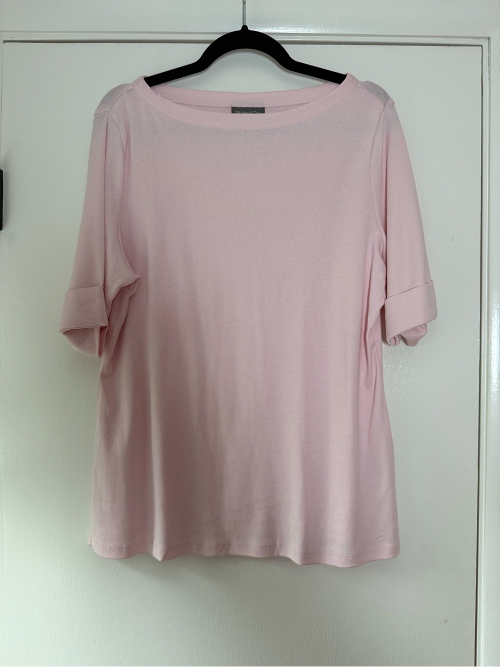 🆕 Macy’s Style & Co. Ballet Neck Cotton Top Soft Girl Classic Relaxed Feminine